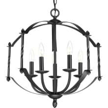 Greyson 5 Light 22" Wide Wrought Iron Chandelier