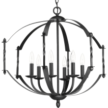 Greyson 6 Light 26" Wide Wrought Iron Chandelier