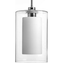 Double Glass 8" Wide Mini Pendant with Frosted Inner and Clear Seeded Outer Glass Shades