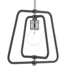 Re-Bar Single Light 13" Wide Wrought Iron Pendant