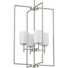 Replay 4 Light 18" Wide Cage Chandelier with Etched Glass Shades