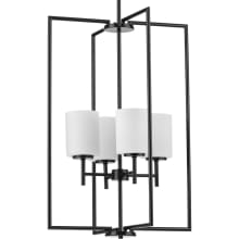 Replay 4 Light 18" Wide Cage Chandelier with Etched Glass Shades