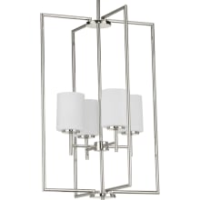 Replay 4 Light 18" Wide Cage Chandelier with Etched Glass Shades