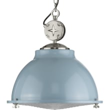 Medal 17" Wide Pendant with Metal Shade and Prismatic Glass Diffuser