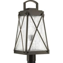 Creighton Single Light 21-3/4" High Outdoor Post Light with Clear Seeded Water Glass Panels