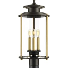 Squire 3 Light 9-7/8" Wide Landscape Single Head Post Light with Clear Glass Shade