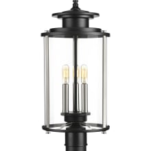 Squire 3 Light 9-7/8" Wide Landscape Single Head Post Light with Clear Glass Shade