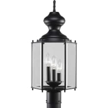 BrassGuard Lantern Series Three-Light Hexagonal Post Lantern with Beveled Glass Panels