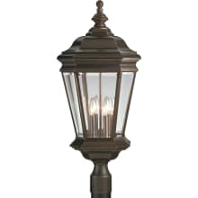 Crawford Four-Light Cast Aluminum Post Lantern with Hinged Door and Clear Beveled Glass Panels
