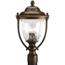 Prestwick Three-Light Large Post Lantern with Clear Hammered Optic Glass Urn and Yoke Straps