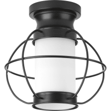 Haddon Single Light 10" Wide Outdoor Semi-Flush Ceiling Fixture with Etched Glass Shade