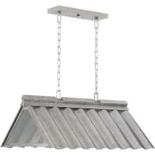 Point Dume-Edgecliff 3 Light 33" Wide Outdoor Linear Chandelier with Metal and Patterned Glass Shade