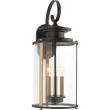 Squire 3 Light 9-7/8" Wide Outdoor Wall Sconce with Clear Glass Shade