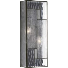 Geometric 2 Light 6" Wide Outdoor Wall Sconce with Clear Seeded Glass Shade