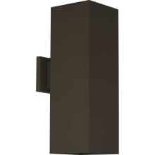 6IN CYL SQRS 2 Light 18" Tall Outdoor Wall Sconce