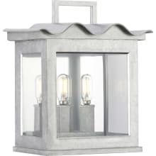 Point Dume-Seamoor 2 Light 13" Tall Outdoor Wall Sconce with Clear Glass Shade