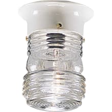 Utility Lantern Series 4-7/8" Single-Light Outdoor Ceiling Fixture with Powder Coated Finish and Jelly Jar Clear Marine Glass Shade