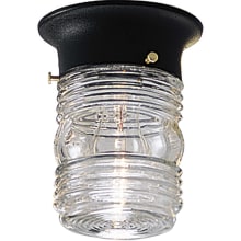 Utility Lantern Series 4-7/8" Single-Light Outdoor Ceiling Fixture with Powder Coated Finish and Jelly Jar Clear Marine Glass Shade