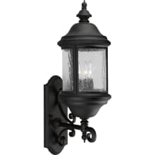 Ashmore 3 Light 26" Tall Outdoor Wall Sconce with Water Seeded Glass Panels