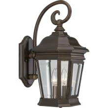 Crawford 2 Light Outdoor Wall Sconce with Beveled Glass Panels - 17" Tall