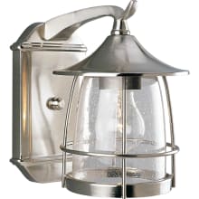 Prairie 1 Light Outdoor Wall Sconce with Seedy Glass Shade - 9" Tall