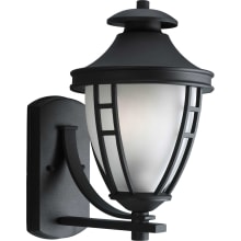 Fairview 1 Light 15" Tall Outdoor Wall Sconce with Etched Glass Enclosure