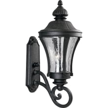 Nottington 3 Light 25" Tall Outdoor Wall Sconce with Water Seeded Glass