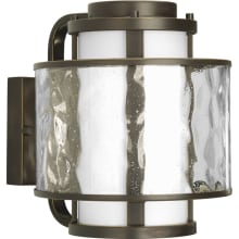 Bay Court 1 Light 10" Tall Outdoor Wall Sconce with Distressed Clear and Etched Opal Glass Shades