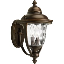 Prestwick 2 Light 14" Tall Outdoor Wall Sconce with Clear Hammered Optic Glass Urn and Yoke Straps
