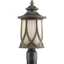 Resort Single-Light Post Lantern with Gradual Umber Etched Glass Shade