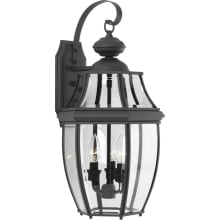 New Haven 3 Light 11" Wide Outdoor Wall Sconce with Clear Beveled Glass Panels