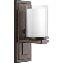 Mast Single Light 13" High Wall Sconce with A Clear Outer And Etched Inner Glass Shade