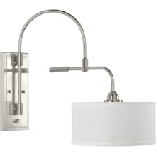 Kempsey 20" Tall Single Light Swing Arm Wall Sconce with Linen Shade and On/Off Switch