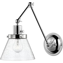 Hinton 14" Adjustable Wall Sconce with On/Off Switch and Glass Shade