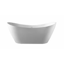 71" Free Standing Acrylic Soaking Tub with Center Drain