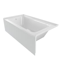 60" Three Wall Alcove Fiberglass Soaking Tub with Left Drain, Drain Assembly, and Overflow