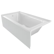 60" Three Wall Alcove Fiberglass Soaking Tub with Left Drain, Drain Assembly, and Overflow