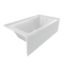 60" Three Wall Alcove Fiberglass Soaking Tub with Right Drain, Drain Assembly, and Overflow