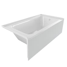 60" Three Wall Alcove Fiberglass Soaking Tub with Right Drain, Drain Assembly, and Overflow