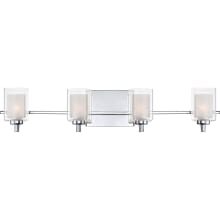 Kolt 4 Light 29" Wide LED Bathroom Vanity Light with Outer Clear Glass and Heavy Sand Blast Inner Glass