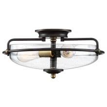 Griffin 3 Light 16-3/4" Wide Flush Mount Bowl Ceiling Fixture with Seeded Glass Shade