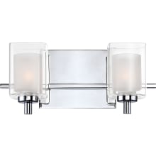 Kolt 2 Light 13" Wide LED Bathroom Vanity Light with Outer Clear Glass and Heavy Sand Blast Inner Glass