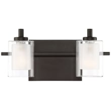 Kolt 2 Light 13" Wide LED Bathroom Vanity Light with Outer Clear Glass and Heavy Sand Blast Inner Glass