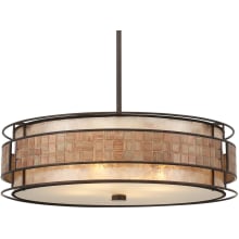 Laguna 4 Light Drum Pendant with Oyster Mica And Mosaic Tile Shade