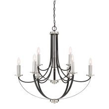 Alana 9 Light 32" Wide 2 Tier Candle Style Chandelier with Crystal Accents