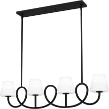 Atkins 4 Light 40" Wide Linear Chandelier with Etched Opal Shades