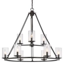 Buchanan 9 Light 33" Wide Chandelier with Glass Cylinder Shade