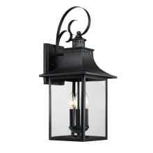 Chancellor 3 Light 23-1/2" High Outdoor Wall Sconce with Clear Glass Shade