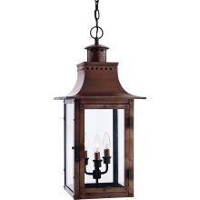 Chalmers 3 Light 12" Wide Outdoor Pendant Lantern with Clear Glass