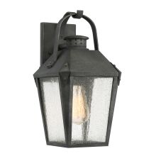 Carriage Single Light 15" Tall Outdoor Lantern Style Wall Sconce with Seedy Glass Shade